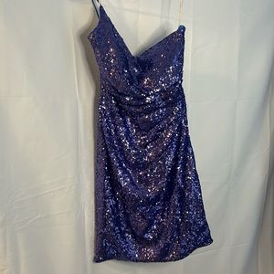 SHERRI HILL PURPLE SEQUIN SHORT DRESS